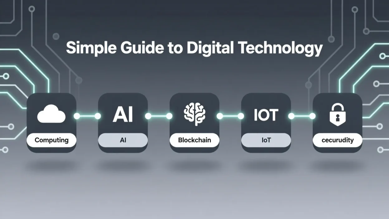 Simple Guide Digital Technology Introduction Digital technology is part of our daily life. From phones to computers, it helps us in many ways. It makes work faster and life easier. Digital technology is all around us. Even small devices like smart watches and tablets use it. Understanding it does not have to be hard. This guide will explain digital technology in simple words. You will learn what it is, how it works, and how it can help you. Whether you are a student, worker, or just curious, this guide is for you. What is Digital Technology? Digital technology means using computers and devices to do tasks. It changes information into numbers, called “digital data.” This data can be stored, shared, and used easily. For example, when you take a photo with a smartphone, it becomes digital. You can send it to friends, save it, or print it. Digital technology is not only about computers. It includes phones, cameras, tablets, and even smart home devices. It helps people communicate, learn, and entertain themselves. Digital technology makes things faster and simpler. You do not need paper or long letters. Messages, photos, and videos can be sent in seconds. It also helps in work, schools, and homes. Common Types of Digital Technology 1. Computers and Laptops Computers and laptops are the most common digital devices. They help you write, calculate, play games, and browse the internet. A computer can store files, send emails, and run programs. Laptops are portable computers. You can carry them anywhere and use them for work, school, or fun. 2. Smartphones and Tablets Smartphones and tablets are small digital devices. They connect you to the internet and allow calls, messages, and apps. You can watch videos, play games, and read books. Tablets have larger screens and are good for learning and reading. Smartphones are easier to carry and use daily. 3. Internet and Wi-Fi The internet connects all digital devices. It helps people share information, chat, shop, and learn online. Wi-Fi allows wireless connection to the internet. You can use it at home, schools, cafes, or offices. Digital technology works best with a fast internet connection. 4. Smart Devices Smart devices include watches, TVs, home lights, and speakers. They can connect to the internet and be controlled with apps or voice commands. For example, smart lights can turn on automatically, and smart TVs can stream movies online. These devices make life easier and more fun. How Digital Technology Helps Us 1. Communication Digital technology makes talking to people easy. You can send messages, video call, or email. Distance does not matter. You can connect with anyone around the world. This is faster than letters or even phone calls. 2. Learning and Education Digital technology helps students learn. Online classes, educational videos, and e-books make studying simple. Students can find answers, watch lessons, and do homework online. Teachers can share lessons and guide students from anywhere. 3. Work and Business Digital technology helps businesses grow. People can work from home using computers and internet. Companies can sell products online. Banks and shops also use digital technology for payments and records. It saves time and money. 4. Entertainment Digital technology is a source of fun. You can watch movies, play games, listen to music, or read books. Streaming apps and social media bring entertainment directly to your device. You can enjoy it anytime, anywhere. 5. Everyday Life Digital technology helps in daily tasks. Online shopping, navigation apps, and banking apps make life simple. You can check the weather, book tickets, or order food using digital devices. Even small tasks are easier with technology. Safe Use of Digital Technology Digital technology is helpful but should be used safely. Here are some tips: Protect Your Information – Do not share passwords or personal details online. Limit Screen Time – Too much use can harm eyes or sleep. Check Sources – Make sure the information online is correct. Be Kind Online – Avoid hurting others with messages or posts. Update Devices – Keep your apps and devices updated for safety. Using technology safely helps you enjoy it without problems. Future of Digital Technology Digital technology is always growing. New devices, apps, and tools come every year. Artificial intelligence, smart homes, and virtual reality are becoming common. Technology will continue to make life easier and more connected. Learning digital skills now will help you in the future. Even simple knowledge about devices and internet can be very useful. Conclusion Simple Guide Digital Technology